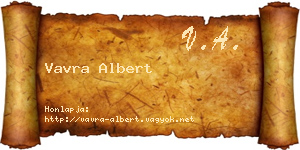 Vavra Albert névjegykártya